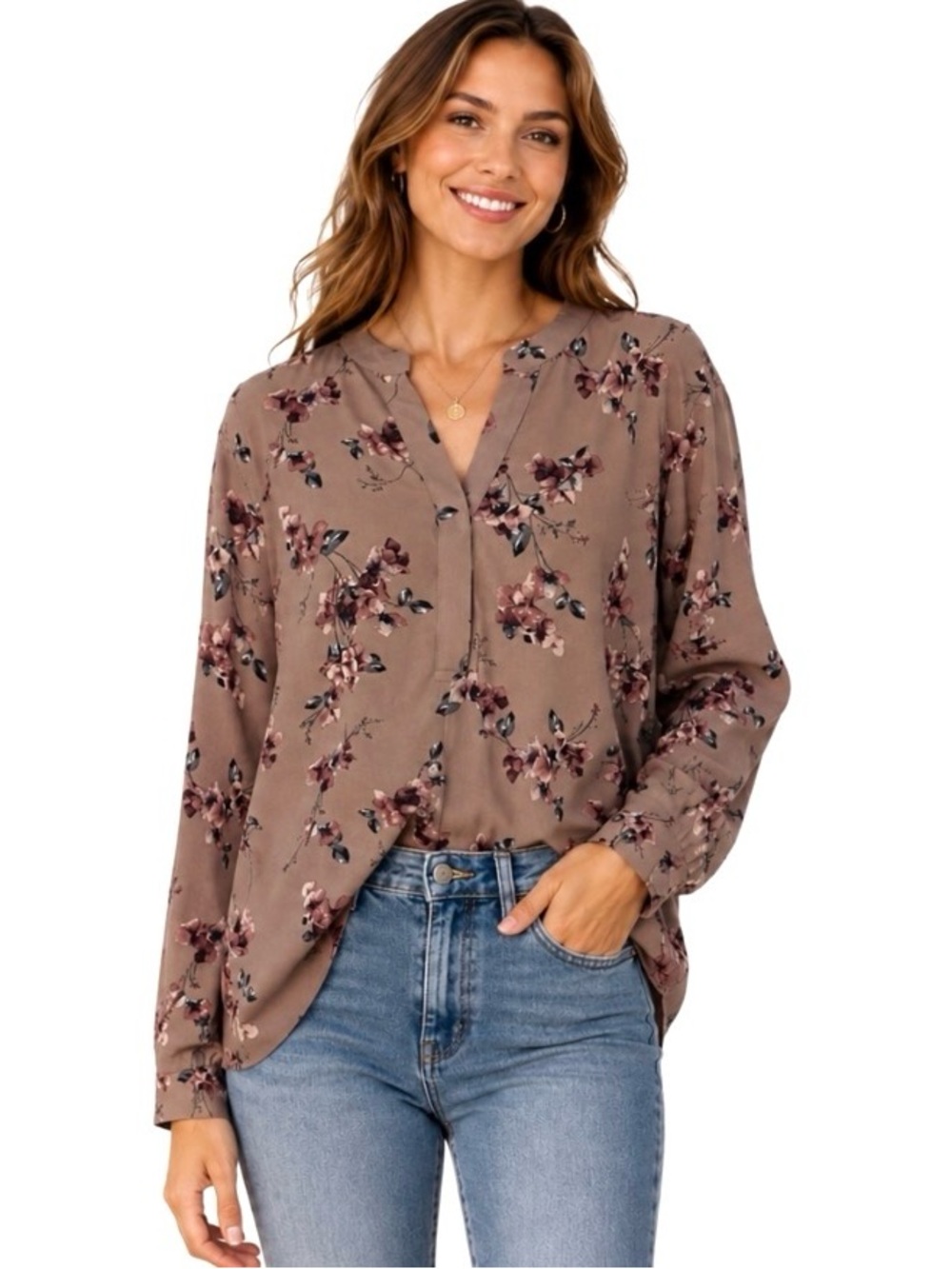 Hilary Radley, Floral blush Women's Top, size L